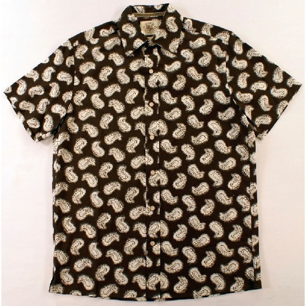 Pusser's Camp Shirt Brown Paisley SS NWT $75.00